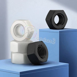 M2 M2.5 M3 M4 M5 M6 M8 M10 M12 M14 M16 M18 M20 White Plastic Nylon Hex Full Nuts - Picture 1 of 2