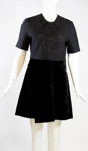 NO. 21 Black Lace Organza Trim Short Sleeve Velvet Wrap Skirt A-Line Dress IT 42 - Picture 1 of 9