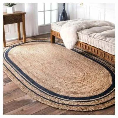 Oval Rug Jute Carpet Mat Area Rug Natural Handmade Braided Rustic Look - image 1 of 4