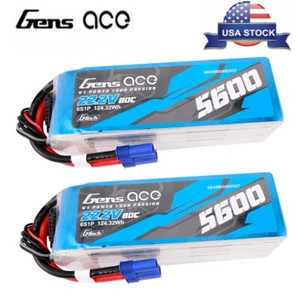 2X Gens Ace G-Tech 22.2V 80C 5600mAh 6S Lipo Battery EC5 For 700 Size Helicopter - Picture 1 of 6