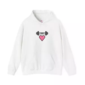 Fitness Lover's Hoodie, Unisex Gym Sweatshirt, Workout Gift, Heart, Valentine's - Picture 1 of 9