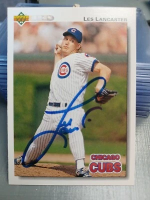 LES LANCASTER 1992 Upper Deck #481 autographed signed card  CUBS 92 UD auto - Image 1 of 3