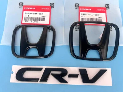 Black Front Grille & Rear H Emblem H+CR-V Badge For 2017-2022 Honda CR-V - Image 1 of 4