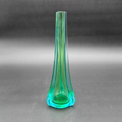 Jarrón italiano de cristal de Murano Sommerso Galliano Ferro azul verde BRILLA 10" Foto 1 de 4