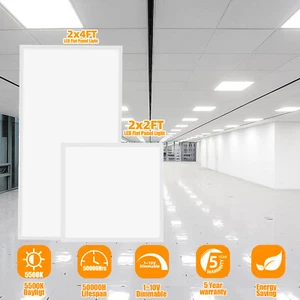 LED 2x4 FT Flat Panel Light Fixture, 2x2 FT Drop Ceiling LED Lights, AC100-277V - Picture 1 of 48