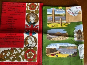 Nuovo senza etichette! 2 strofinacci da tè irlandesi. The Royal Lineage (rosso) & Irish Landmarks (verde) - Foto 1 di 12