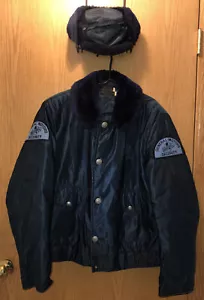 Gerber Outerwear Car Duty Navy Blue Men’s L Jacket & Trooper Hat Men’s vtg USA - Picture 1 of 12