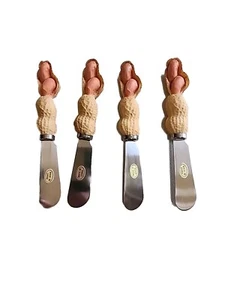 Peanut 4 Knives Butter Cheese Spreader Design Stainless Steel 4.5”  - Picture 1 of 6
