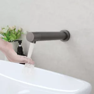Gun Metal Touchless Sensor Bathroom Sink Faucet Wall Mount Single Hole Water Tap - Picture 1 of 12