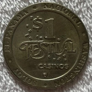 FESTIVAL CASINOS $1 Gaming Token Slot Panama* - Picture 1 of 2