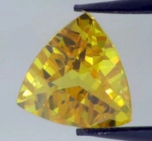 CUBIC ZIRCONIA YELLOW COLOR 6 MM TRILLION CUT CHECKERBOARD TOP 4 PIECES - Picture 1 of 1