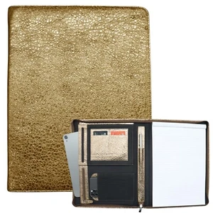 Luxuriöse Goldene A4 Schreibmappe Aus Leder Mit Reißverschluss Organizer - Bild 1 von 8