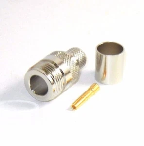 40 Stck. RF Stecker N Buchse Crimp, Teflon Isolierung vernickelt Körper - Bild 1 von 5