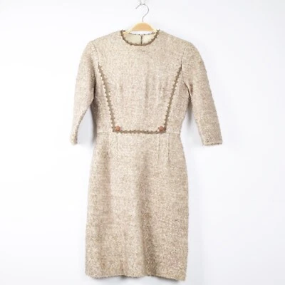  Vintage Women Size XS Handmade Brown Sheath Dress  - Изображение 1 из 4