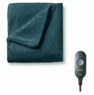 Sunbeam, 50"x60" Heated Velvet Electric Throw Blanket (Choose Color) - Image 1 of 4