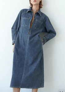 Vestido midi minimalista de mezclilla de Zara - Imagen 1 de 7
