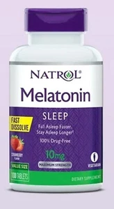 Natrol Melatonin Fast Dissolve Extra Strength Strawbrry 10 mg 100 Tablets 05/24