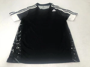 Adidas Youth Short Sleeve Activewear T Shirt Black White Graffiti Pattern Large - Picture 1 of 6