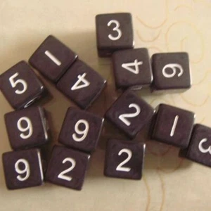 10 Pcs D6 Dice Six Sided Die Black with White Numbers for RPG Games 16mm Hot - Picture 1 of 3