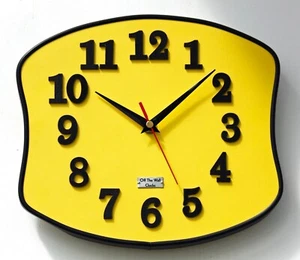 NEW 26cm Mid Century Yellow Wall Clock - Atomic Retro Vintage French Formica - Picture 1 of 4