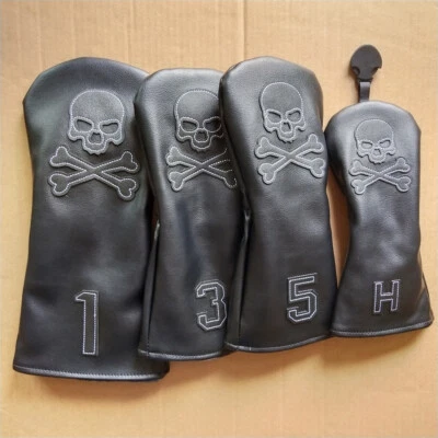 4x Skull Golf Club Head Cover Wood Headcover for Driver Fairway Wood Hybrid 135H - Image 1 of 4