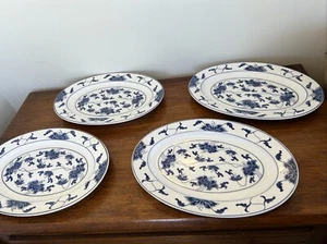 4 Vintage LARGE Tatung Durable China Plates 12.5 X9 Asian Blue & White - Picture 1 of 15