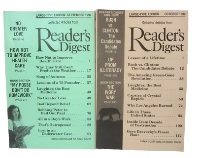Reader's Digest Magazines Lot of 2 September October 1993 Large Print Edition - Image 1 of 4
