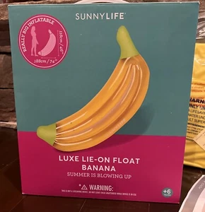 Sunnylife Luxe Lie-On Pool Float Banana Inflatable Raft 74in X 46in - Picture 1 of 15
