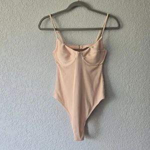 Sarahs Day X White Fox Swim M One Piece Ribbed Peach Swimsuit - Picture 1 of 7