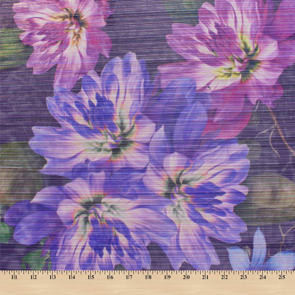 Tela Jacquard Estampado Hibisco Jacquard Gasa Metálica Zari - Transparente 58" por comprar Foto 1 de 1