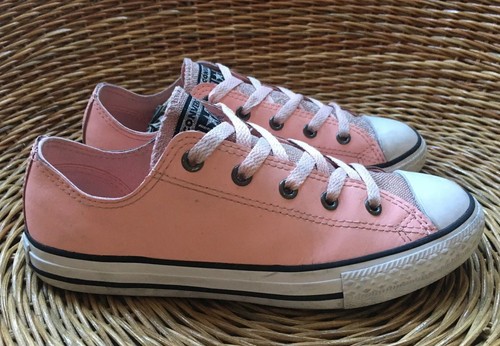 Converse All Star Womens Junior Pink Glitter Leather Trainers Shoes UK 3 EU 35.5