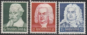 Timbre Allemagne Mi 573-5 Sc 456-8 1935 3ème Reich Musiciens Handel Schultz Bach MNH - Photo 1 sur 1