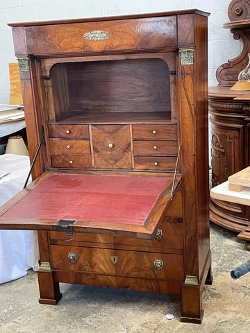Antique French Desk Empire 19th c Drop Front Secretary Cover