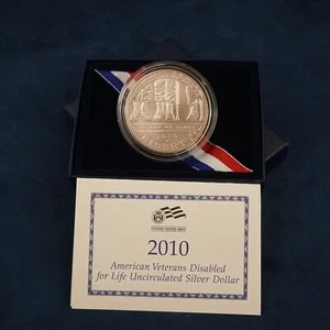 2010-W American Veterans Disabled for Life Commem. UNC Silver Dollar w/COA - Picture 1 of 7
