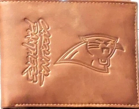 Carolina Panthers Genuine Leather Embossed Bi-Fold Wallet New Rico Industries Cover