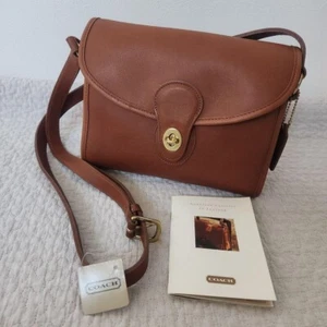 Vintage Coach Devon British Tan Leather Shoulder Crossbody Handbag 9908 NWT - Picture 1 of 13