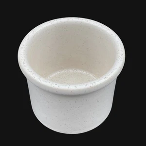 Vtg Cream Speckled Stoneware Pottery 2.5" Ramekin Crock Rolled Edge Stamped USA - Picture 1 of 7