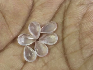 6X9MM Natural Rose Quartz Cut Pear Cabochon Loose Gemstone 6Pcs Lot 6Cts. p891 - Picture 1 of 9