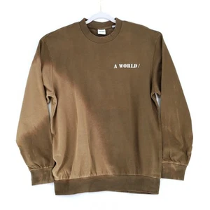 Jack & Jones Men's Brown Tie Dye Cotton Fleece A World Crew Sweatshirt Size M - Picture 1 of 7