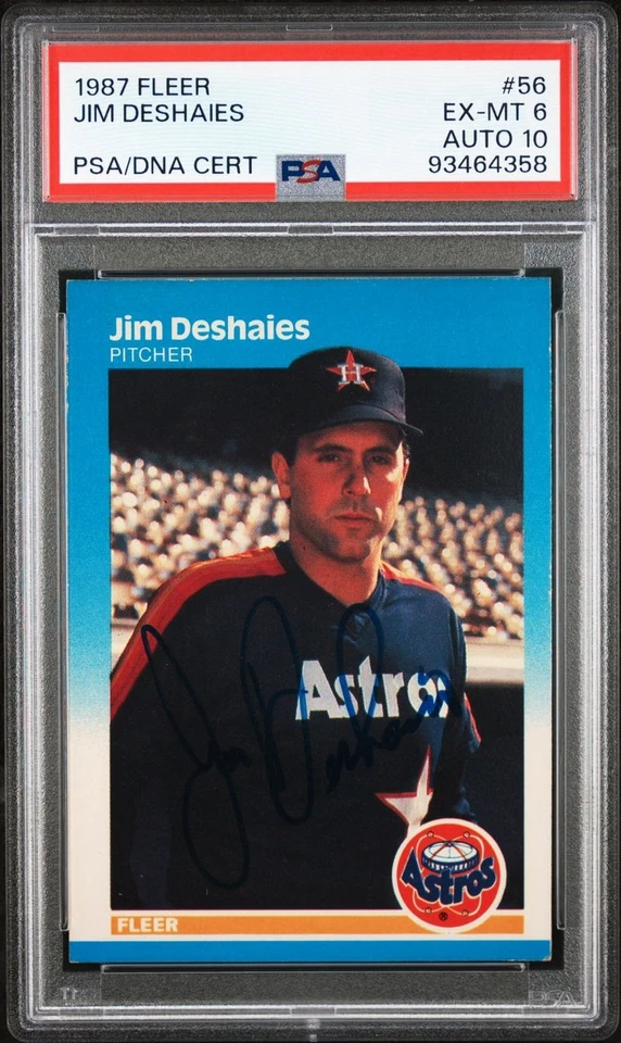 Jim Deshaies Houston Astros  1987 Fleer #56 PSA DNA EX-MT 6 Auto 10 Gem Mint - Image 1 of 1