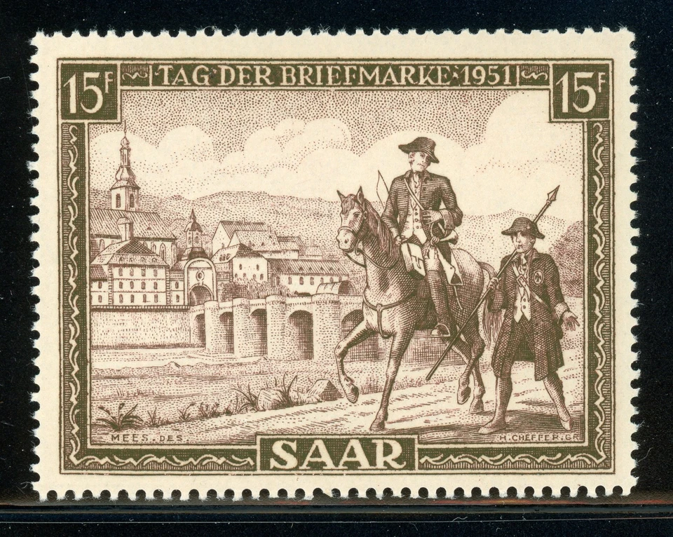 SAAR MNH Selections: Scott #227 15Fr STAMP DAY 1951 CV$8+ - Image 1 of 1