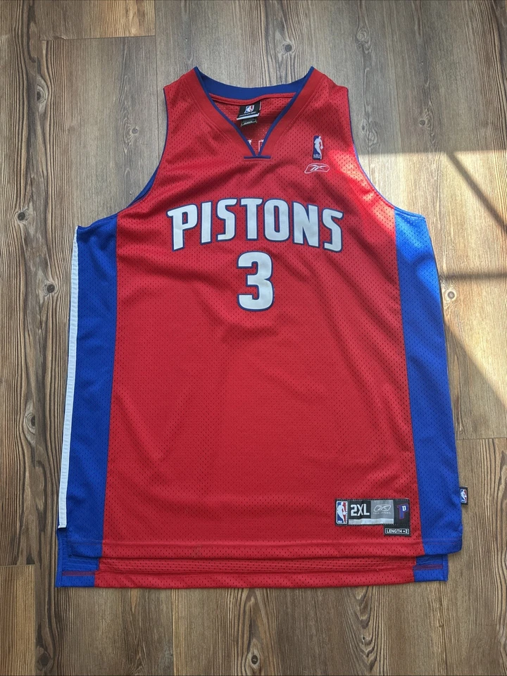 Camiseta deportiva XXL para hombre Reebok Detroit Pistons roja #3 Ben Wallace Foto 1 de 4