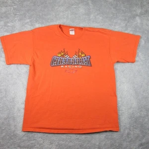 Vintage Y2k Chevrolet Racing Shirt XL Orange Chevy Logo Flames Grunge Pinstripe - Picture 1 of 11