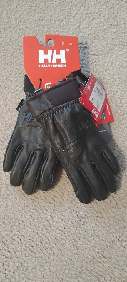 Guantes aislantes de cuero genuino negros calce regular Helly Hansen para hombre nuevos con etiquetas grandes Foto 1 de 4