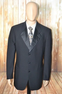Jaqueta smoking masculina Giorgio Armani Le Collezioni lã 3 botões frontais tamanho 42L - Imagem 1 de 4