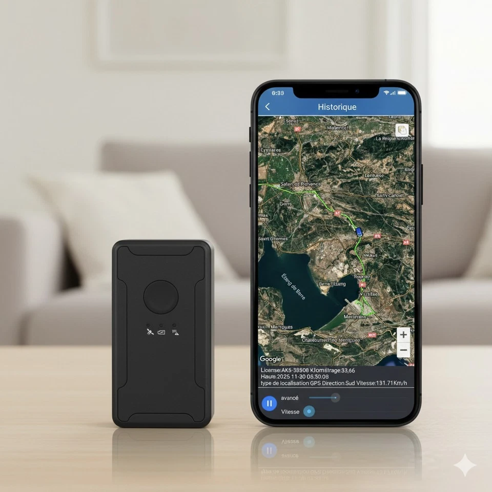 traceur gps tracker balise 4g sans abonnement, suivi en temps réel, historique, - Photo 1/3