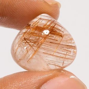 20.00 Cts Natural Copper Rutile Quartz Bracelet Supply Heart Cabochon 17X19X9 mm - Picture 1 of 6