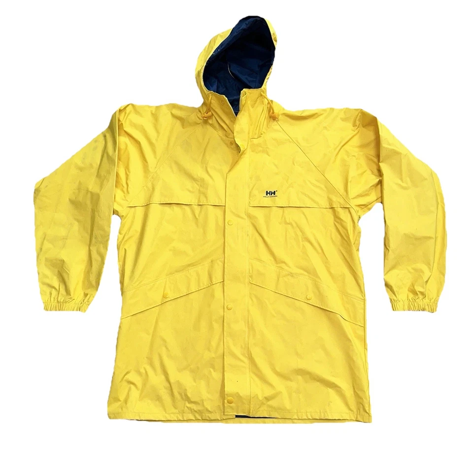 Helly Hansen Men’s L Rain Coat Fisherman Waterproof Sailing Jacket Yellow Parka - Image 1 of 4