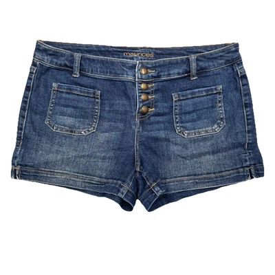Maurices Shorts Juniors 9/10 Button Fly Blue Denim Measures W32 Inseam 3 - Image 1 of 4