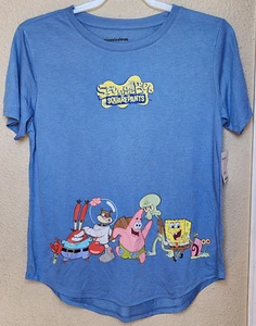Nickelodeon SpongeBob SquarePants Women's Blue Graphic T-Shirt Size XL 15-17 NEW - Picture 1 of 4